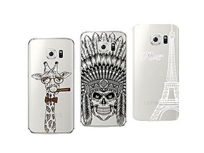 Novago Compatibel met Samsung Galaxy S6 - Pack met 3 beschermhoezen zacht en robuust, met hoogwaardige opdruk (meerkleurig 16)