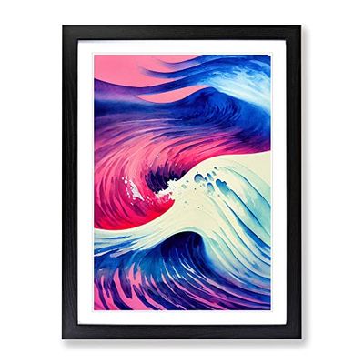 Ocean Wave In Colour No.2 Abstract Framed Print for Living Room Bedroom Home Office Décor, Wall Art Picture Ready to Hang, Black A2 Frame (62 x 45 cm)