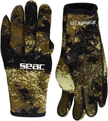 Seac Anatomic Camo Handschoenen, 3,5mm Neopreen Duikhandschoen voor Apneu Onderwatervissen in Camouflagekleur