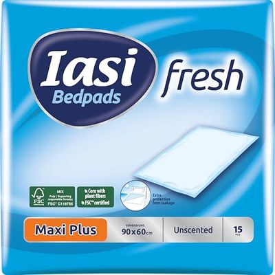 IASI alèses jetable 90 x 60, Absorption Maxi Plus, avec Technologie 'Odour Control' sans Parfum, 15 unités