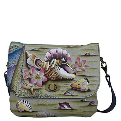 Anna by Anuschka Women's Triple Compartment Flap Crossbody, Caribbean Dream, One Size