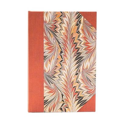 Rubedo (Cockerell Marbled Paper) Mini 12-month Horizontal Hardback Dayplanner 2025 (Elastic Band Closure): tydzień na dwóch stronach, zamykany na gumkę, papier 100 gsm