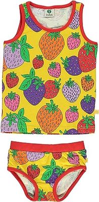 Småfolk Boy's Underwear with Strawberry Base Layer Set, Yellow, 3-4 Years, żółty, 3-4 lat