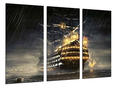 Póster fotográfico barco antigo de vela, carabela, guerra tamanho total: 97 x 62 cm XXL