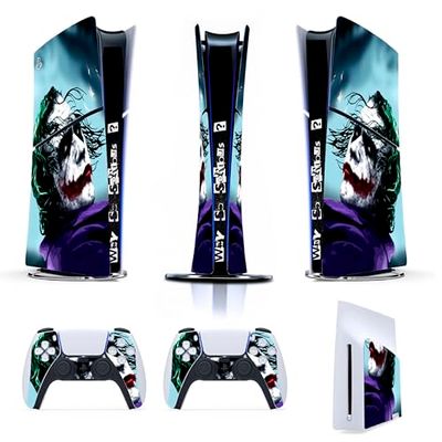 Skin Cover Adesiva Compatibile per PS5 SLIM – Utilizzabile per entrambe le versioni DIGITAL e DISK – Console e Controller - Vinile Opaco HD Removibile (D054 - Joker 2)