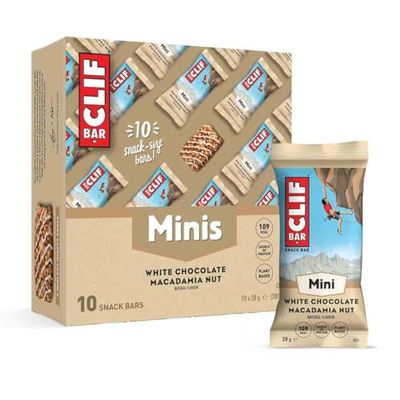 CLIF BAR Minis | Snack Bar | White Chocolate Macadamia Nut | Plant Based Protein | 10 x 28 g