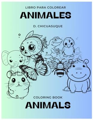 Animals coloring book english and spanish / Libro para colorear animales ingles y español