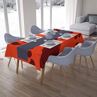 Bonamaison, Anti-moisissure, Séchage Rapide, Résistant aux Taches, Lavable en Machine, 100% Polyester Nappe de Table, Bordeaux Orange, 140 x 200 Cm - Conçu et Fabriqué en Turquie