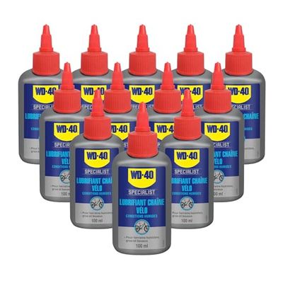 WD-40 Specialist, Lubrifiant Chaîne Vélo, Idéal Conditions Humides et Boueuses, Carton de 12 Burettes de 100 ml