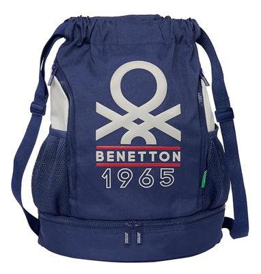 BENETTON VARSITY rugzak, ideaal voor kinderen van verschillende leeftijden, comfortabel en veelzijdig, kwaliteit en duurzaamheid, 34 x 15 x 43 cm, marineblauw/grijs, marineblauw/grijs, Standaard,