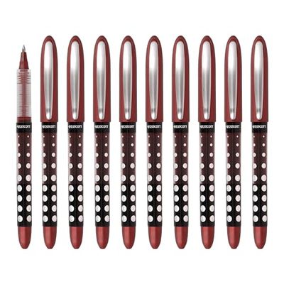 Westcott E-730631 00 Lot de 10 stylos à bille rouge - Stylo à bille correcteur - Encre rouge - Largeur de trait précise de 0,5 mm - Indicateur de niveau transparent - Technologie capillaire