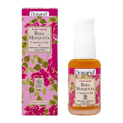 DRASANVI Óleo de rosa MOSQUETA certificado BIO - 95% de ácidos graxos insaturados - Ajuda a reduzir as rugas - Vegano - 50 ml