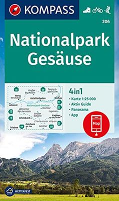 KOMPASS Wanderkarte 206 Nationalpark Gesäuse 1:25.000: 4in1 Wanderkarte mit Panorama und Aktiv Guide inklusive Karte zur offline Verwendung in der KOMPASS-App. Fahrradfahren. Skitouren.