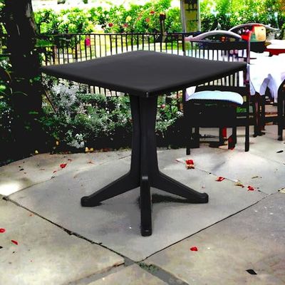 Dmora - Table d'extérieur Trani, Étagère carrée Fixe, Table de Jardin Polyvalente, 100% Made in Italy, 70x70h72 cm, Anthracite