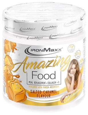 IronMaxx Amazing Food Sustitutivo de Comida – Salted Caramel 330 g | Con colágeno premium, alto en proteínas y sin gluten – en colaboración con Mariia