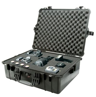 PELI 1600 recipiente de transporte grande resistente à água, ao pó e aos impactos, IP67 estanque, capacidade 46 L, fabricado na Alemanha, com espuma personalizável, cor preta