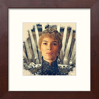 Lumartos, GOT Cersei Lannister Contemporary Home Decor Wall Art Watercolour Print, Mahogany Frame, 10 x 10 Inches