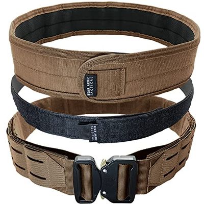 Bear Armz Tactical Ceinture de combat | Ceinture Molle Riggers | Ceinture robuste | Coussinet antidérapant robuste et peigne de ceinture intérieur | Système 2 en 1, Marron, M
