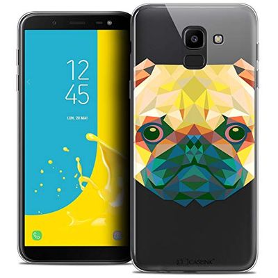 Caseink fodral för Samsung Galaxy J6 2018 J600 (5.6) fodral [Crystal Gel HD Polygon Series Animal - mjuk - ultratunn - tryckt i Frankrike] hund