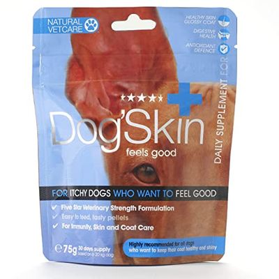 Natural VetCare Unisex's Dog'Skin Veterinary Strength Skin and Coat Supplement for Itchy Dogs, Clear, 75g, NVC215.0075