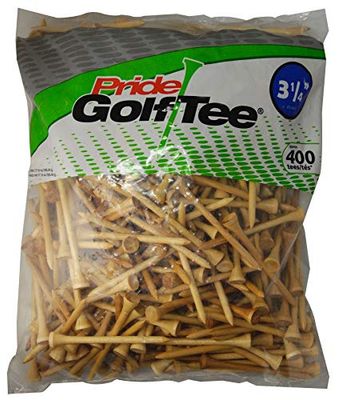Pride Golf Tee Pride Deluxe-Camiseta de Madera (3 1/4 Pulgadas), Natural, Bolsa de 400 Unidades, Unisex Adulto