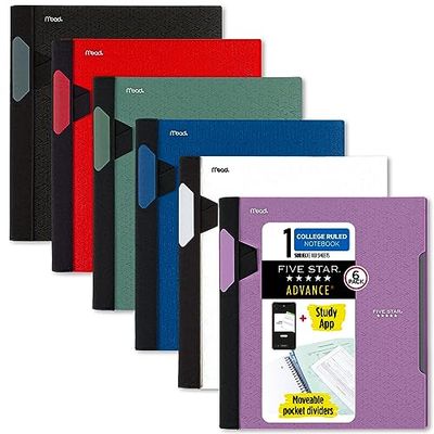 Five Star Advance Spiral notebooks, 1 Subject, College Ruled Paper, 100 Sheet Pack of 6 gesorteerd