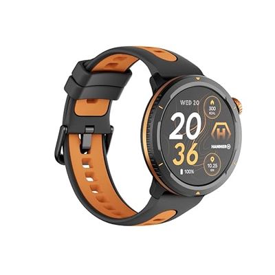 Hammer Smartwatch 2 Lite, écran AMOLED de 1,43 Pouces, Fonction Always-on-Display, Batterie de 370 mAh pour jusqu'à 15 Jours d'autonomie avec Une Seule Charge, étanchéité 3 ATM, Bluetooth, Bouton SOS