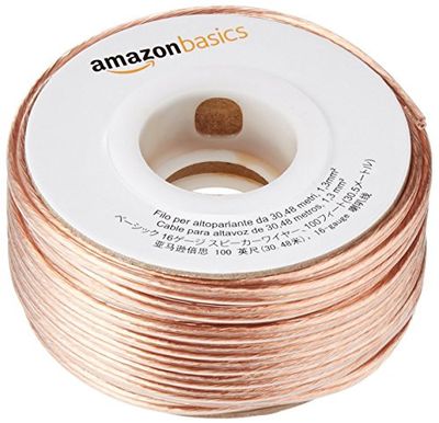Amazon Basics Câble Audio pour Haut-Parleur Calibre 16 Section 1,3 mm² Longueur 30.48 m, Bronze