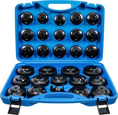 BGS 1039 - Jeu de douilles à filtres (cloches) à huile multimarques - 30 pièces, Noir/Bleu