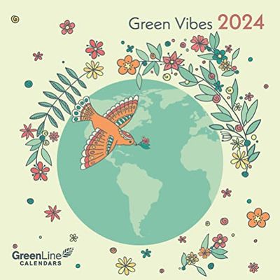 GreenLine Green Vibes 2024 - Wall Calendar - Brochure Calendar - 30 x 30-30 x 60 cm Open