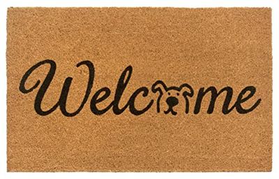 HANSE Home Home Paillasson en Coco pour l'intérieur - 45 x 75 cm - Tapis en Coco - Paillasson Anti-salissures - Design Welcome - Antidérapant - Entrée et extérieur Couvert - Naturel