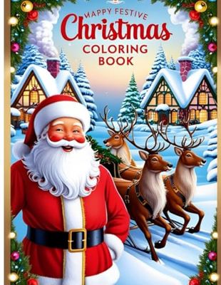 Christmas coloring book for kids age 2-4 & 4-8: 50 Fun and Festive Black-and-White Illustrations to Color and Enjoy.