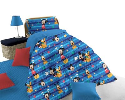 Mickey Disney, Trapunta Piumone Invernale Singolo, 1 Piazza, Blu, In Cotone, Marvel, Cm.170x260, Letto Cameretta