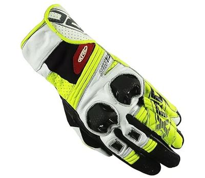 XRC Run 1/2 Gants de Moto en Cuir pour Homme Blanc/Fluo Taille L