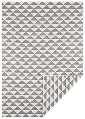 NORTHRUGS Tahiti Tapis d'intérieur et d'extérieur 160 x 230 cm – Tapis réversible résistant aux intempéries Design moderne Motif géométrique pour balcon, terrasse, jardin, jardin d'hiver, salon imperméable Gris crème