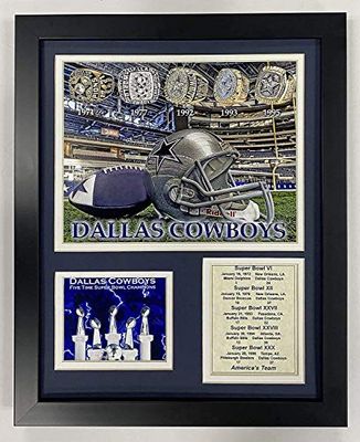 Legends Never Die Dallas Cowboys Super Bowl Rings Inramat fotokollage, 38 x 35 cm