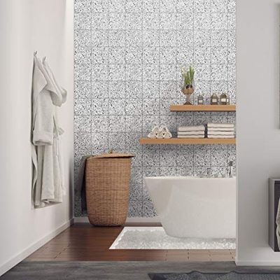 Stickers adhésifs carrelages terrazzo | Sticker Autocollant Carreaux de ciment - Mosaïque carrelage mural salle de bain et cuisine | Carreaux de ciment adhésif mural - azulejos 15 x 15 cm - 60 pièces