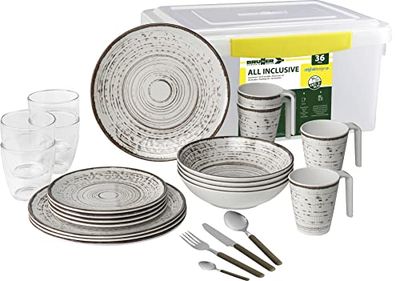 Brunner 0830154N.C2K Set Piatti, Bicchieri, Tazze Infrangibili in Melamina 36 Pz, all Inclusive Kassandra, Antislip, Utilizzo Lunga Durata Indoor Outdoor