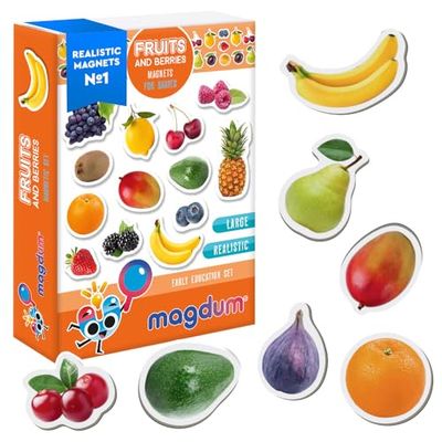 MAGDUM Magneti Bambini Frutta&Bacche - 25 GRANDI Calamite Frigorifero - Calamite Bambini- Giochi Bambini 3 anni- Regalo bambino 3 anni- Calamite per Bambini - Giochi Magnetici- Giochi Educativi 3 anni