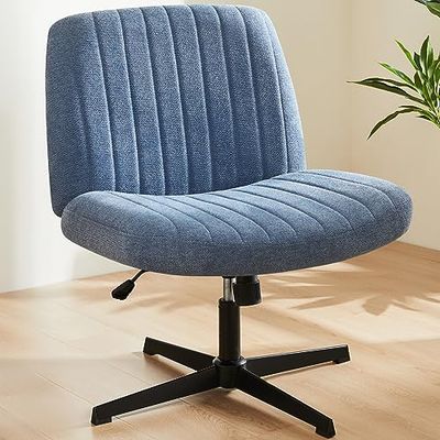Sweetcrispy Bureaustoel zonder armleuningen, bureaustoel met stoffen bekleding, leesstoel met brede bekleding om in kleermakersstoel te zitten, in hoogte verstelbaar, 360 graden draaistoel voor thuis,