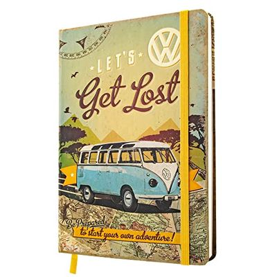 Nostalgic-Art, Retro notitieboek gestippeld, Volkswagen Bulli T1 – Let's Get Lost – VW Bus cadeau-idee, Bullet Journal gestippeld, vintage design, A5, 54006