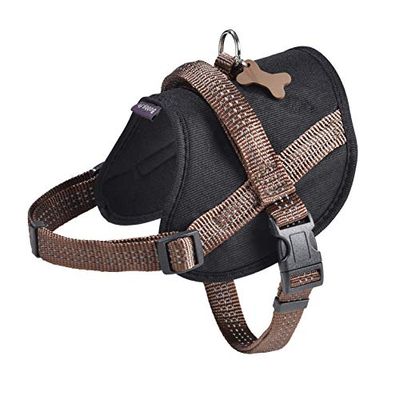 Bobby Easy Safe Hondenharnas met hanger, hondenharnas voor middelgrote en kleine honden, van nylon, veilig, comfortabel, reflecterend, bruin, 48-66 x 2 cm