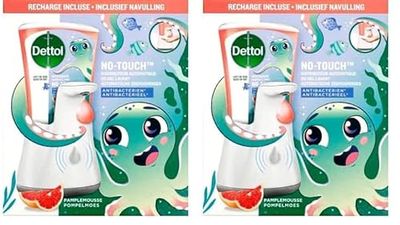 Dettol No Touch Kit Classic Distributeur Automatique de Savon, Pamplemousse, 250ml (Lot de 2)