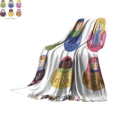 ALLMILL Digital Printing Blanket Modern Cute And Funny Cartoon Naive Russian Dolls (Matryoshka) Set Throw Blanket 70" x50