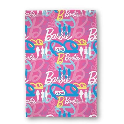 Barbie Couverture Polaire sous Licence Officielle | Logo Rose | Design Chambre à Coucher sans boîte | Chaude et Super Douce au Toucher | Parfaite pour la Maison, la Chambre, Les Voyages, Les soirées