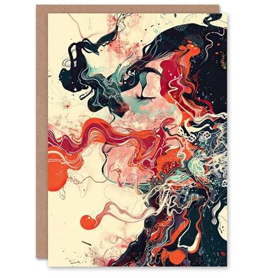 Artery8 Greeting Card Inhale Trippy Lady Profile Design Psychedelic Blank For Him Or Her Art Birthday Card