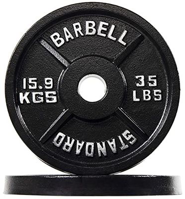 Signature Fitness Olympic - Piastra in ghisa da 5,1 cm, per allenamento di forza e sollevamento pesi, stile vintage, coppia di 15,9 kg