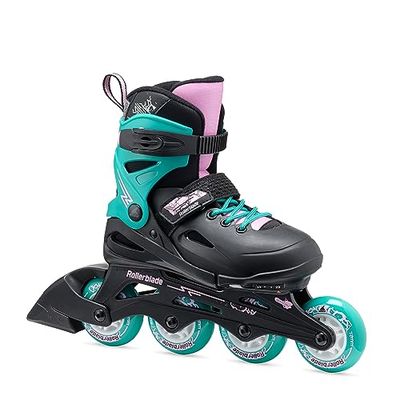 Rollerblade Fury Inlineskates voor jongens, vrije tijd inline skates kinderen, zwart/zeegroen, 29-33