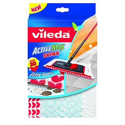 Vileda ActiveMax Extra Panno Ricambio Microfibra per Sistema Lavapavimenti ActiveMax, Multiuso, Pulizia dei Pavimenti, Parquet
