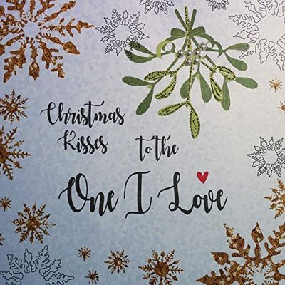 White Cotton Cards XF2-OL - Tarjeta de felicitación navideña (tamaño grande), diseño con texto en inglés "Christmas Kisses to the One I Love"